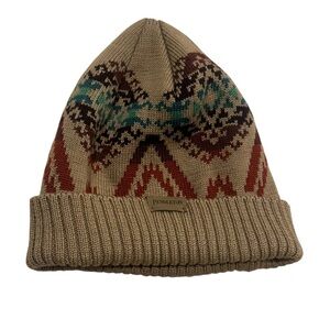 Pendleton Wool Merino Wool Knit Cap Beanie Sawtooth Tan Multi